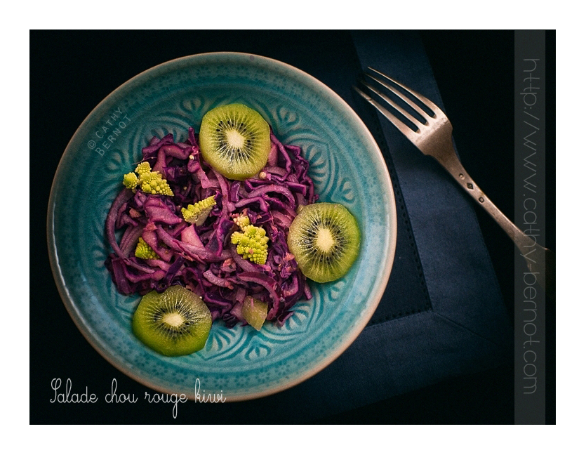 Salade chou rouge kiwi